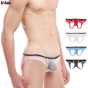 Sports breathable mesh low waist U convex bag hip sexy men's double thong men's hip underwear 12005