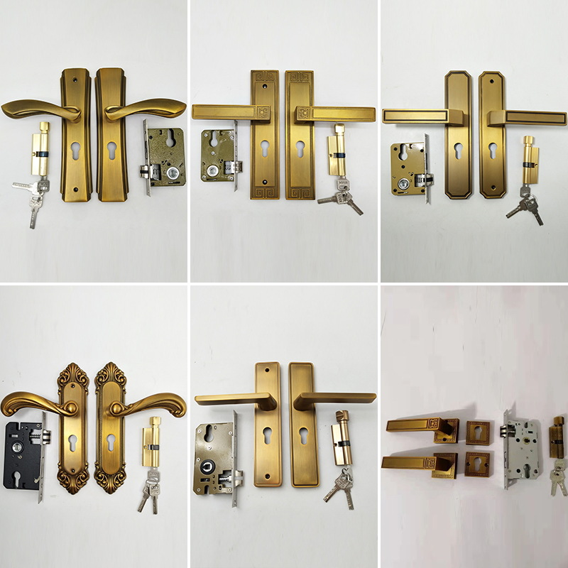 De estilo europeo Huanggu dormitorio de madera manija de la puerta mudo cerradura de la puerta mecánica al por mayor manija de hardware de interior cerradura de la puerta universal