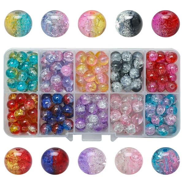Beads, 8mm, floral print, 10 colors, 20 pieces
