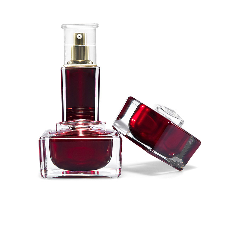 酒红色方形大红瓶亚克力爽肤水精华液瓶化妆品分装50ml100ml30g