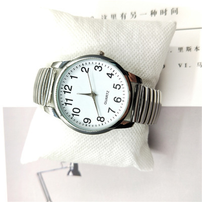 Middle-Aged and Elderly Watches, Elderly Men's Watches, Women's Large Digital Spring Steel Band Couple Quartz Watches Wholesale