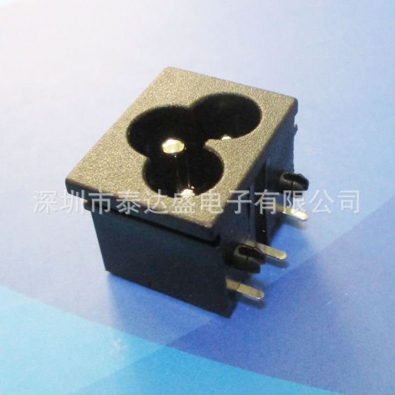 全铜耐高压3000V梅花尾接口23*18尼龙料安规品质AC电源插座LH-6