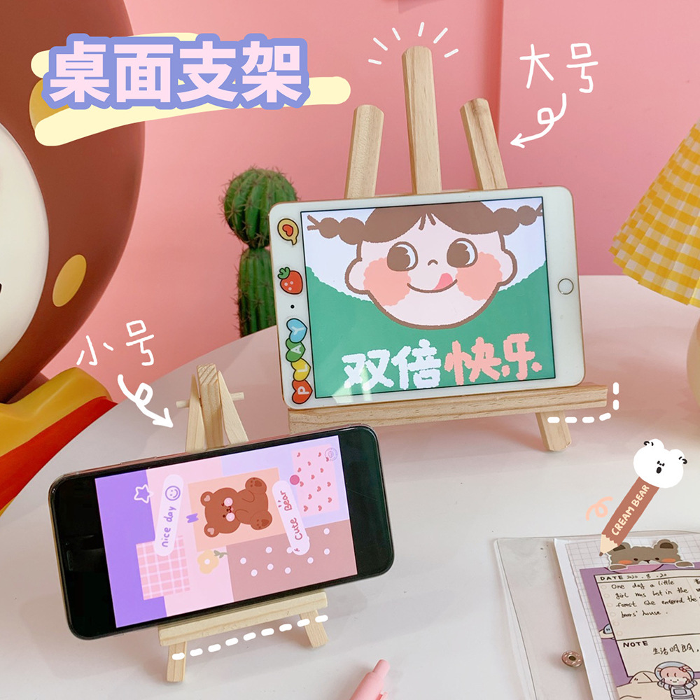 Nuevo mini soporte de madera soporte universal de teléfono móvil creativo lindo mini tableta soporte pequeño caballete