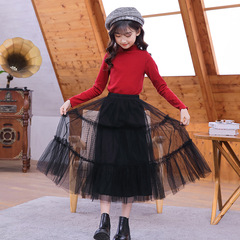New fashion children's mesh patchwork ruffled clothing skirt set, ins-style fairy dress, drop shipping