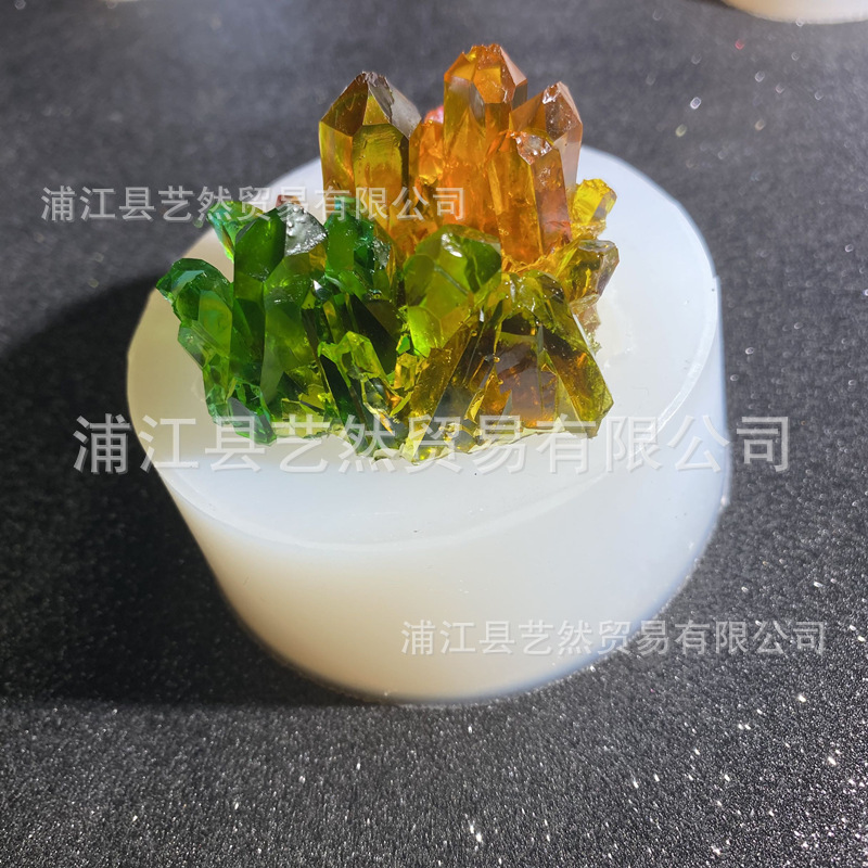 6 epoxi hecho a mano DIY cristal racimo silicona epoxi material piedra cubo hielo molde de silicona