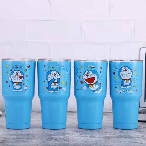 Cross-border outdoor portable hot-selling 304 stainless steel double-layer car ice cup cartoon thermos cup wholesale custom logo