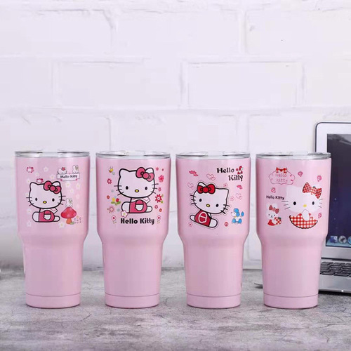 Cross-border outdoor portable hot-selling 304 stainless steel double-layer car ice cup cartoon thermos cup wholesale custom logo