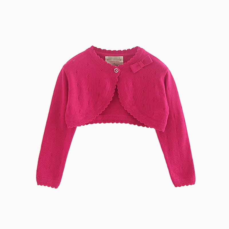 Una pieza de entrega estilo coreano bowknot chal para niños camisa de aire acondicionado para niños Chaqueta de punto para niñas de verano
