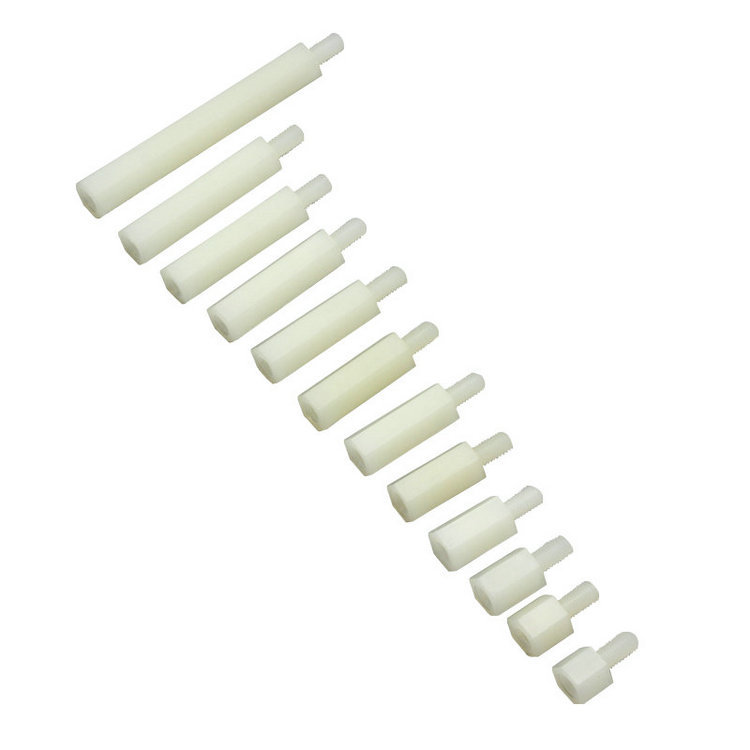厂家批发 六角尼龙柱 内外螺纹六角间隔柱  塑料隔离柱 白色