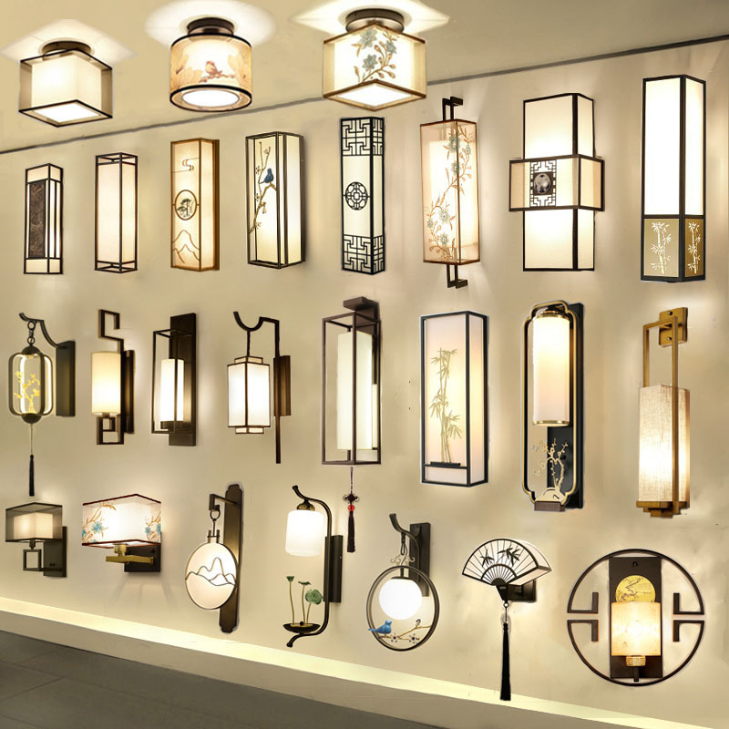 New Chinese Style Wall Lamp Living Room Modern Simple Bedroom Bedside Aisle Stairs Hotel Engineering TV Background Wall Lamp