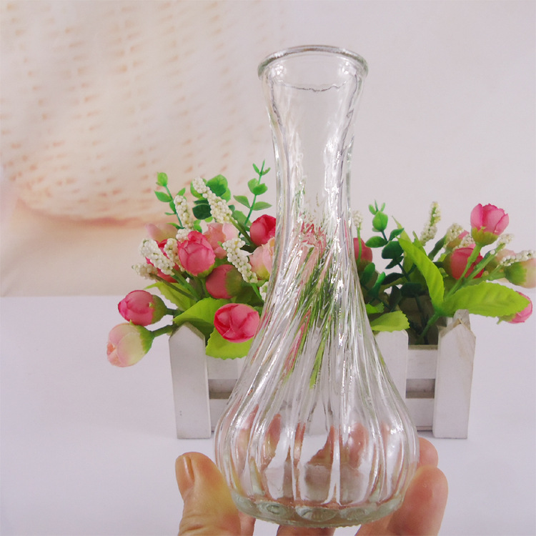 厂家直销桌面条纹玻璃花瓶水培花卉玻璃瓶单只小花瓶可喷涂