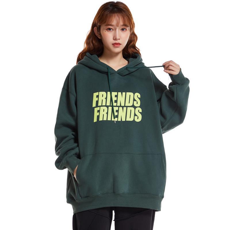 Popular Autumn Main Downstream Platform Korean Style Letter Printed Velvet Sweater Women's Hooded Loose Women's Sweatshirt
