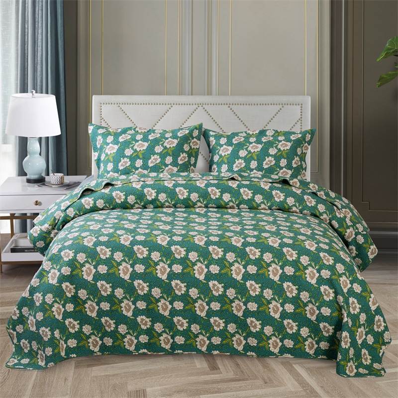 Yutai home textiles Foreign trade pure cotton printing washing Bed covers Bedclothes American style QUILT Three-piece Suite