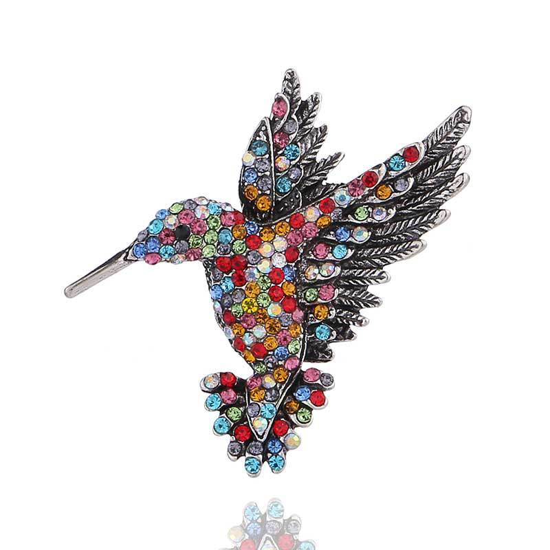 Comercio al por mayor de Europa y América transfronteriza nuevo diamante colibrí broche personalidad animal pin ramillete ropa de moda collar PIN para las mujeres