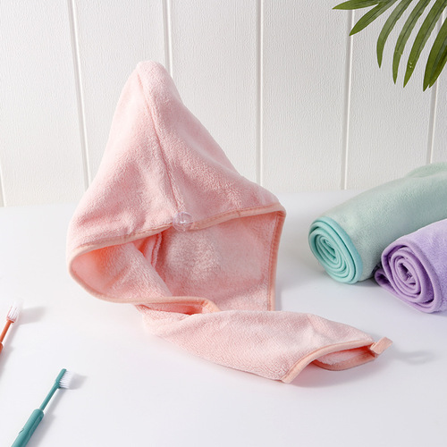 Factory direct sales coral velvet dry hair cap, women's water-absorbent and quick-drying microfiber edged dry hair cap turban wholesale
