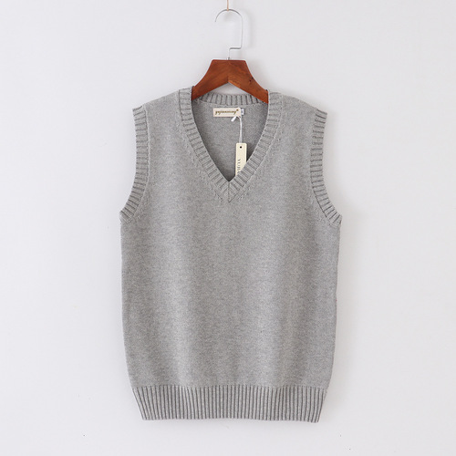 Knitting factory wholesale 15 colors JK uniform solid color vest Japanese v-neck pullover autumn and winter sweater vest knitwear