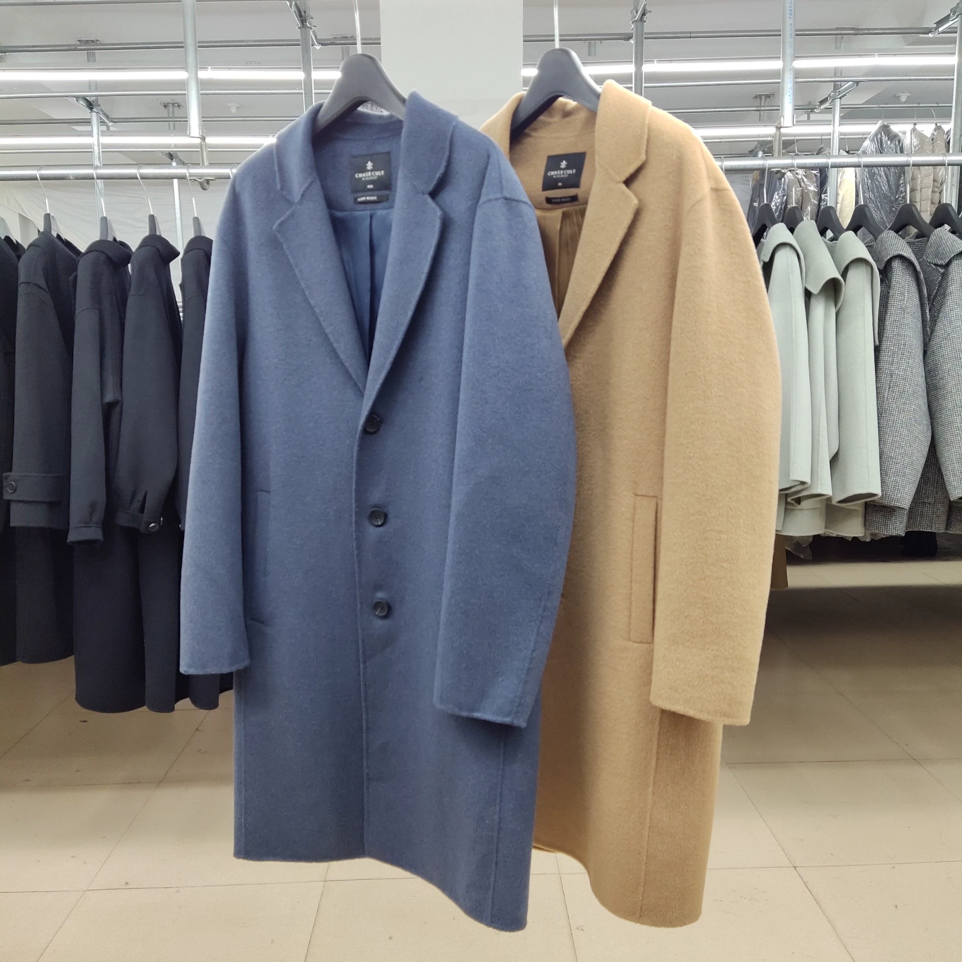 Далянь в наличии, осенне-зимнее корейское однобортное мужское модное двухстороннее кашемировое пальто средней длины, шерстяная куртка