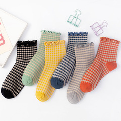 Knit lace garter socks, Korean cute sweet versatile Japanese British style square lace edge short socks