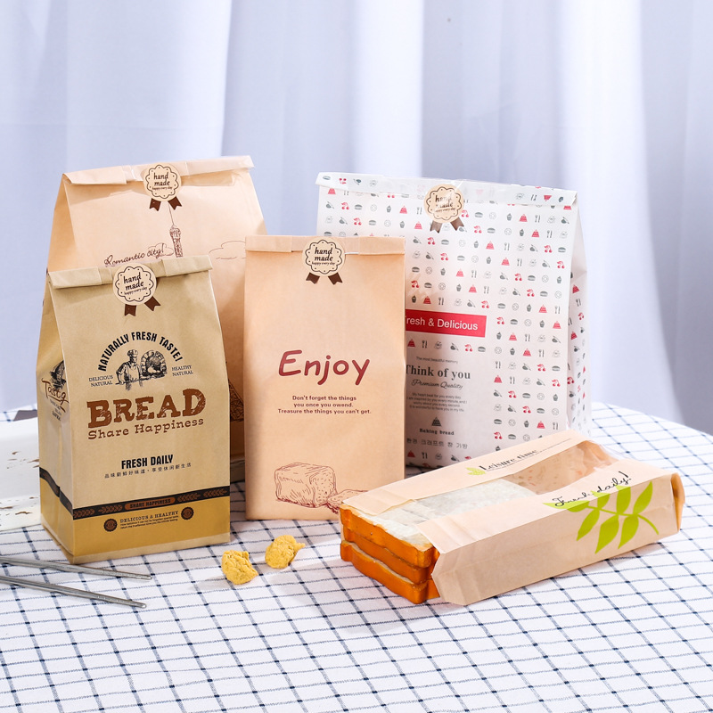 吐司面包纸袋可印logo 烘焙面包牛皮纸袋 防油食品打包外卖纸袋