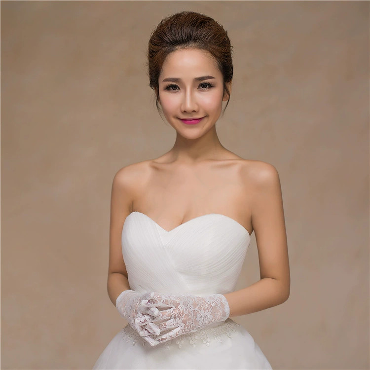 Летние тонкие кружевные модные короткие перчатки для невесты, защита от солнца