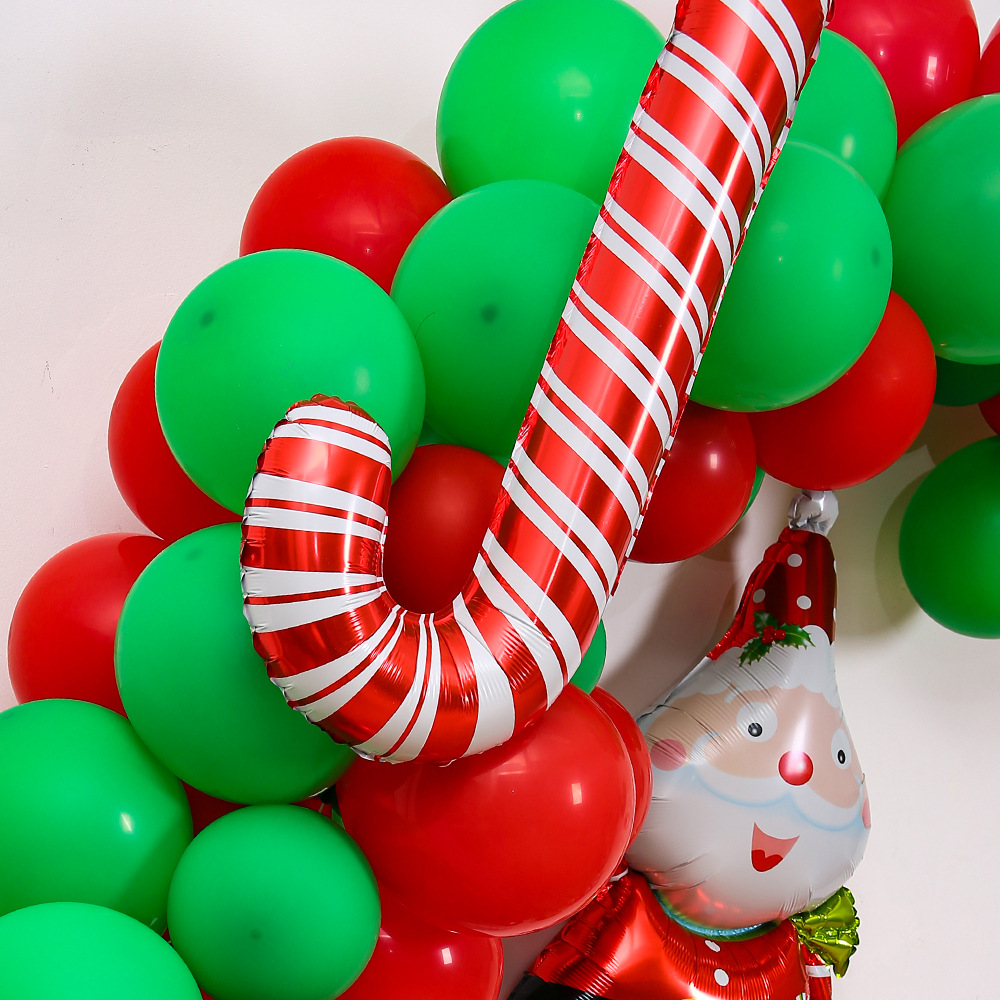 Globos transfronterizos suministros de fiesta de Navidad decoración de escena rojo verde látex película de aluminio suministros de globos de Navidad