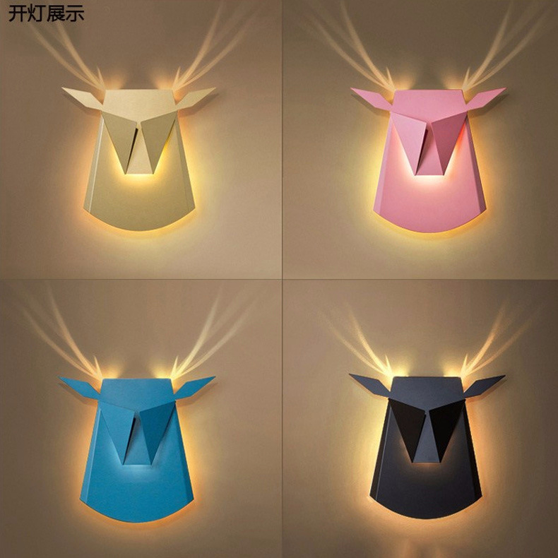 북유럽 현대 간단한 침실 침실 멀리 소 공작 프로젝션 벽 램프 클럽 KTV 분위기 LED 벽 램프