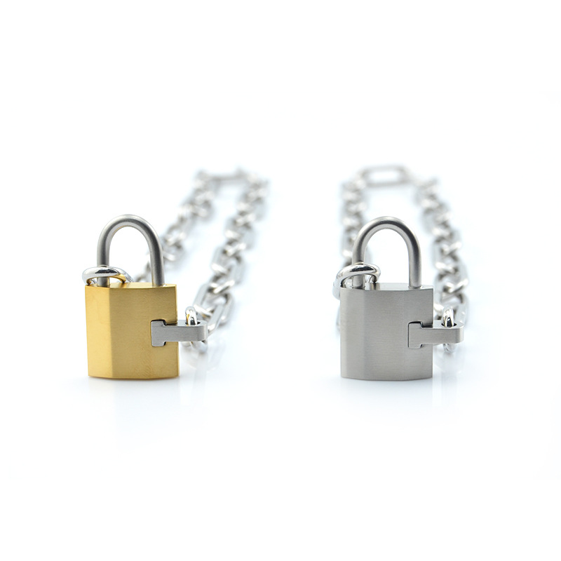 Men's Titanium Steel Lock Pendant Necklace With Thick Chain_voghion.com