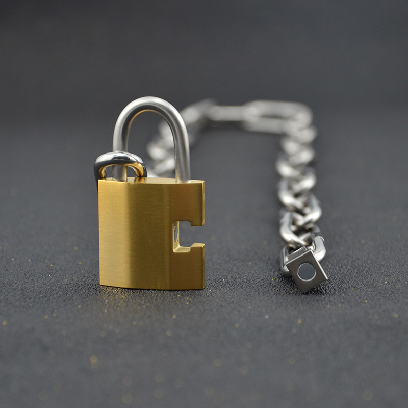 Men's Titanium Steel Lock Pendant Necklace With Thick Chain_voghion.com