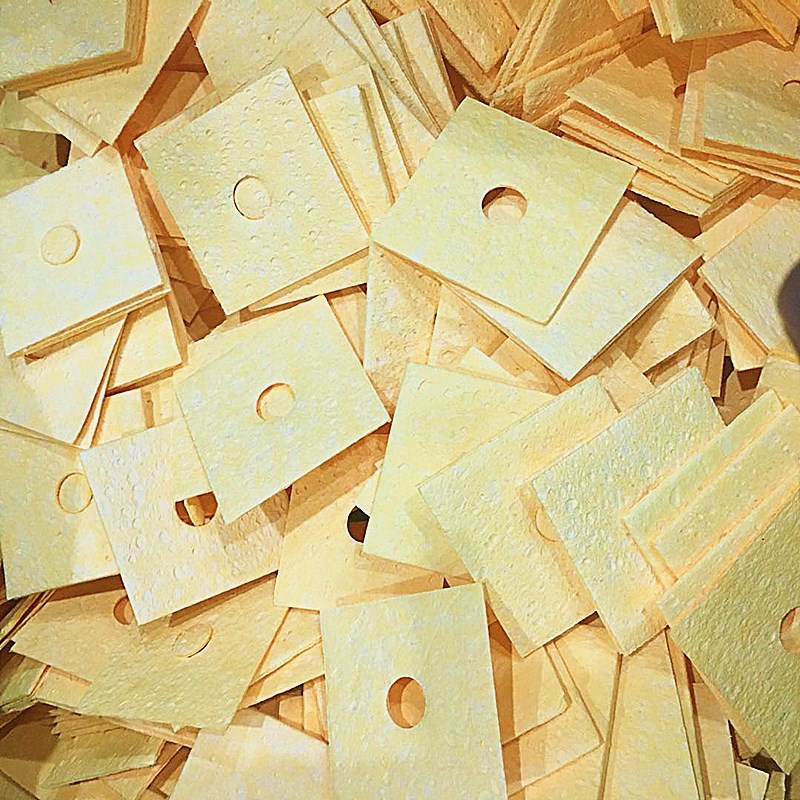 压缩膨胀变大黄色烙铁清洁海绵批发 2mm干海绵纤维垫 除锡木浆棉