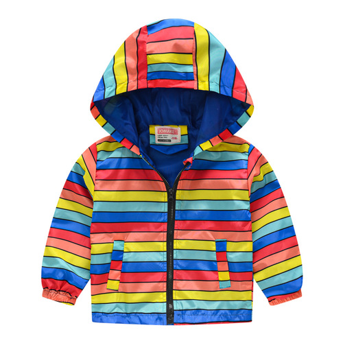 Spring and Autumn Children's Outerwear for Boys and Girls, Fashion Cartoon Print Hooded Windbreaker Jacket for Infants and Toddlers, Cute Outing Clothing