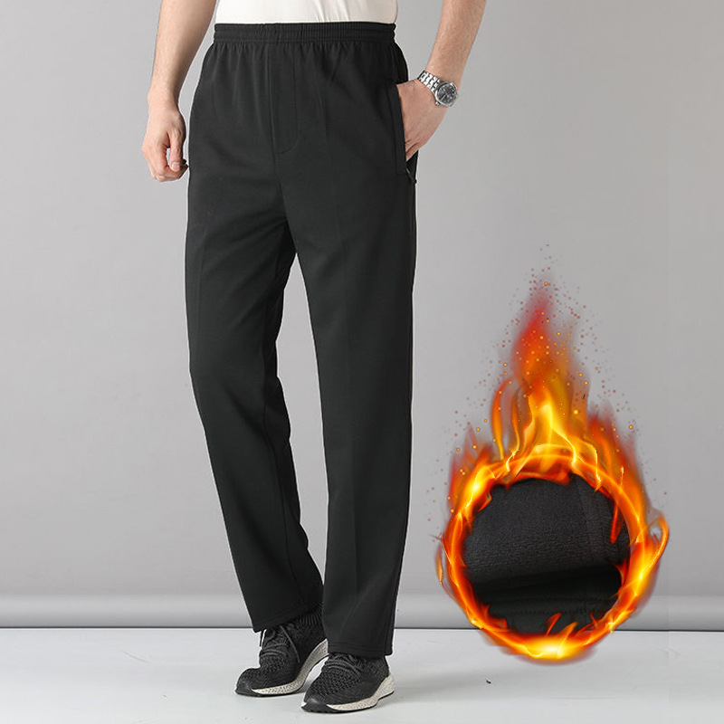 Pantalones deportivos de verano, primavera y otoño para hombre, talla grande, cintura alta, pierna recta, forro polar para otoño e invierno, casual, cintura alta, adelgazantes.