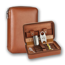 雪茄盒打火機剪刀三件套皮盒雪茄保濕盒便攜保濕包套煙盒煙具配件