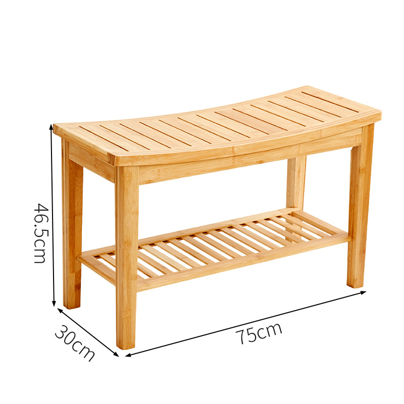 Bamboo Bathroom Stool Solid Wood Shoe Changing Stool Bathroom Rack Multifunctional Bench Simple Home Living Room Bathroom Square Stool
