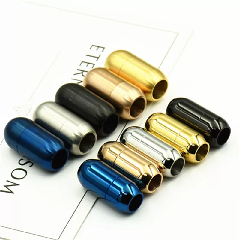 不锈钢磁铁扣钛钢平珠扣朱砂手环子弹头药丸龙鳞皮绳diy饰品配件