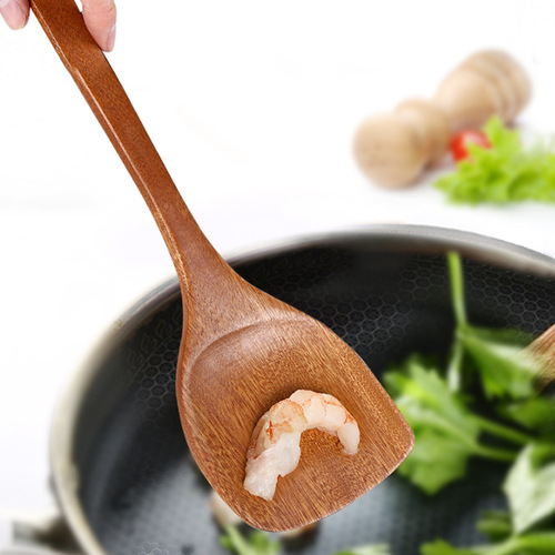 Wooden shovel non-stick pot ebony household high temperature resistant cooking shovel wooden spoon spatula engraved LOGO