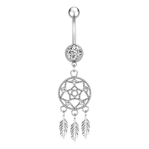 Hot new trefoil dream catcher zircon belly button ring navel nail piercing jewelry online wholesale