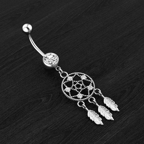 Hot new trefoil dream catcher zircon belly button ring navel nail piercing jewelry online wholesale