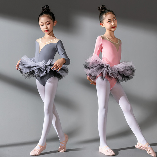 Dance clothing for children, spring and summer ballet skirt, long-sleeved grade examination dance performance clothing, one-piece Chinese dance clothing