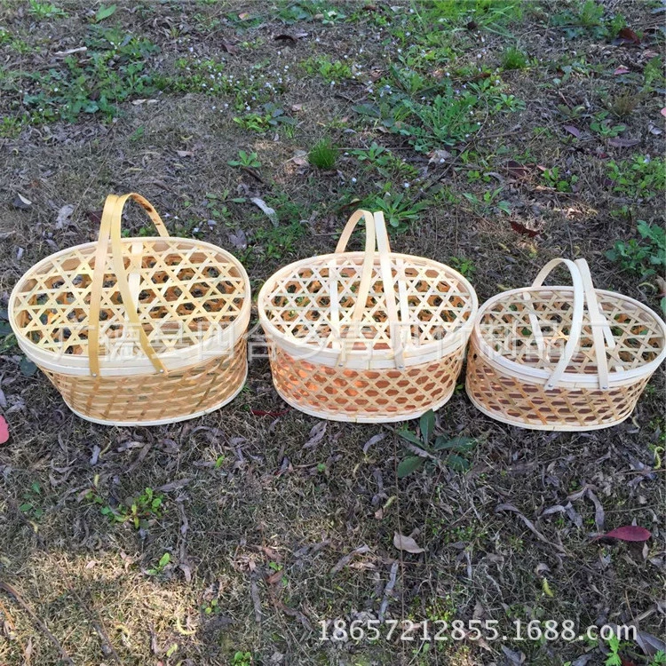 Ручная плетёная овальная сетчатая корзина из бамбука для яйца-фруктов, рисовых пирожных и лунного пирога, бамбуковая упаковка