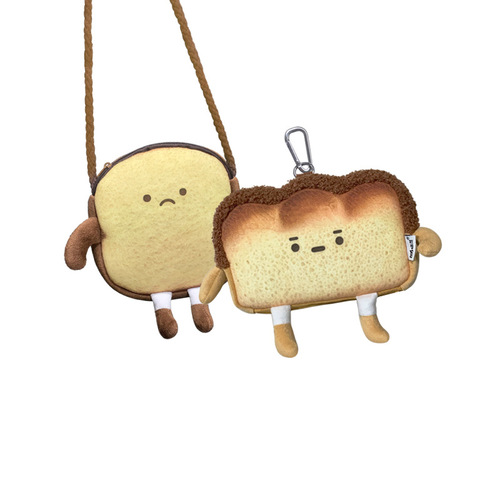Toast Bread Coin Purse Coin Bag Cute Cartoon Personality Creative Student Girl Heart Crossbody Casual Small Shoulder Bag