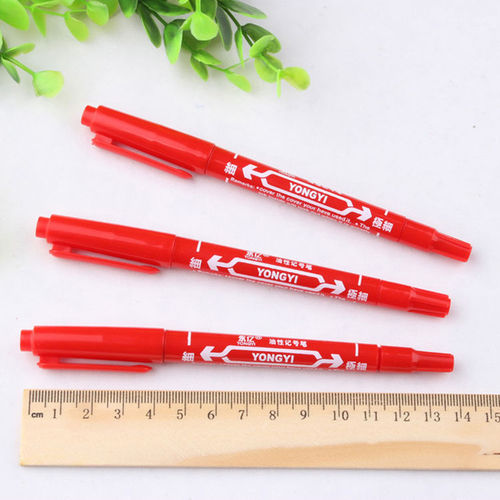 Wholesale small double-ended water-based erasable marker extremely fine non-fading painting hook pen writing pen black red and blue