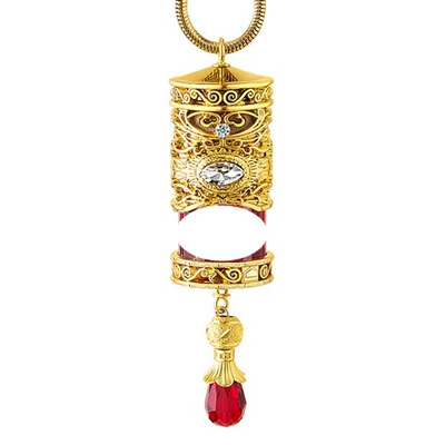 Alloy Material Metal Car Interior Decoration Gift Hanging Essential Oil Aromatherapy Empty Bottle Car Perfume Pendant (Car hanging) - gold-magic-pendant-empty-bottle-bead-color-random-note