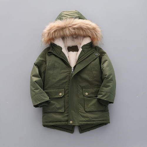 Children's Thicker Padded Cotton Jacket 2024 Fashion Hooded Winter Coat Cotton Outerwear for Kids