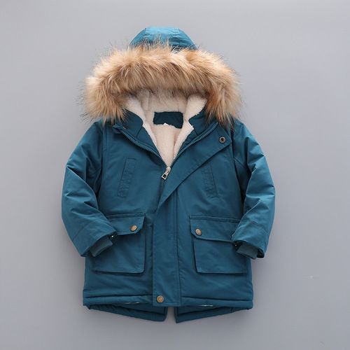 Children's Thicker Padded Cotton Jacket 2024 Fashion Hooded Winter Coat Cotton Outerwear for Kids
