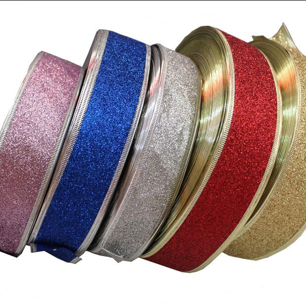 圣诞装饰圣诞树蝴蝶结配饰镂空丝带金粉彩带圣诞装饰用品丝带辅料