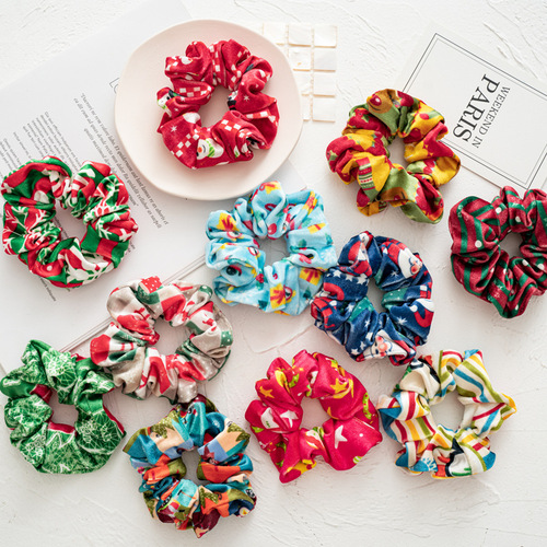 Cross-border style Christmas holiday plush large intestine hair tie North American beauty hair tying high elasticity hair tie head accessory