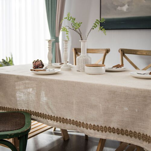 Yimanqiyun tablecloth hemp rope lace polyester linen American tablecloth coffee table cloth fabric rectangular factory direct supply