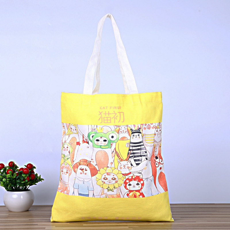 厂家直供新款彩色印花单肩帆布袋学生上班收纳手提袋批发可定货