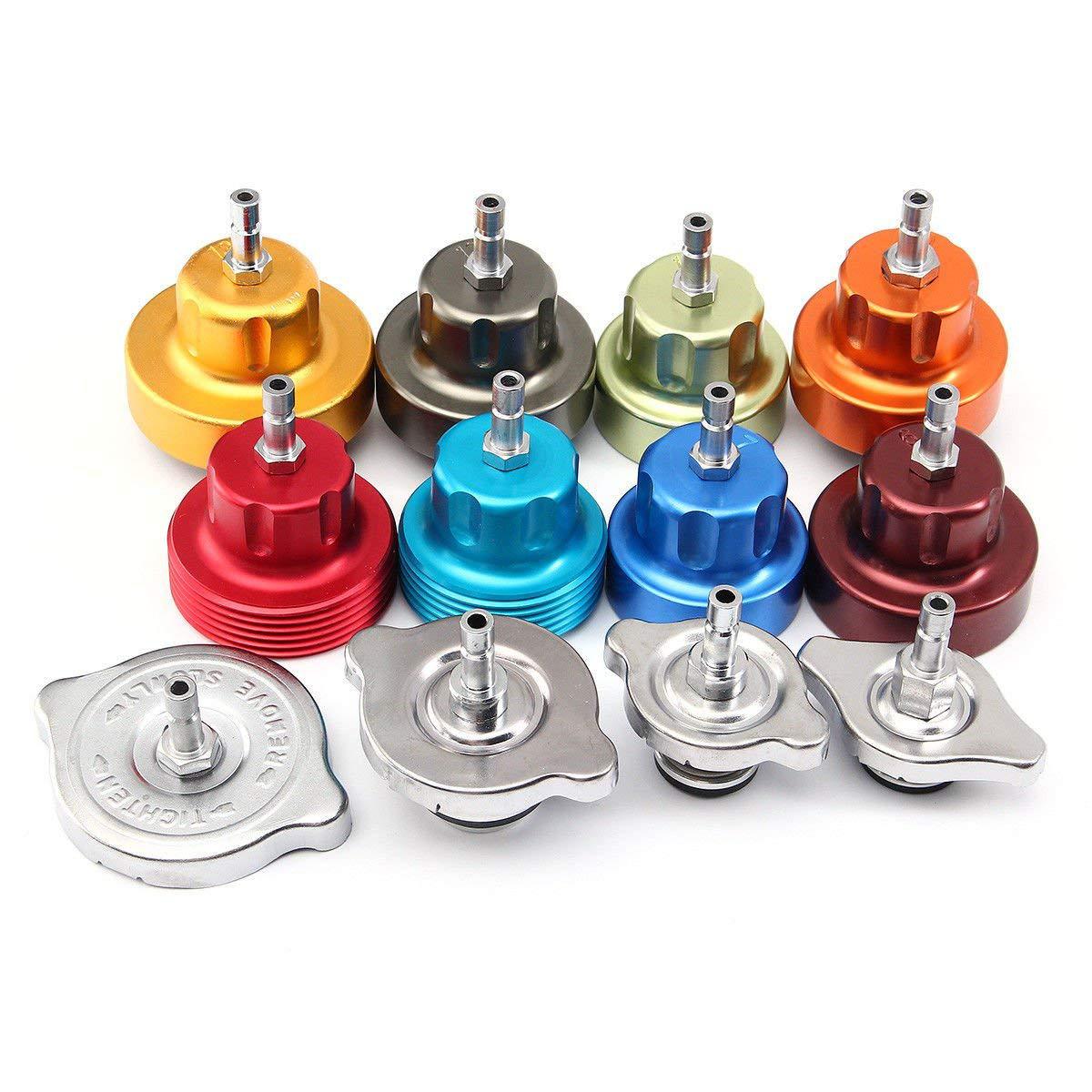 Herramienta de prueba de presión para detectar fugas en el tanque de agua, juego de 28 piezas, detector de fugas de refrigerante con manómetro de vacío de reemplazo rápido para automóviles.