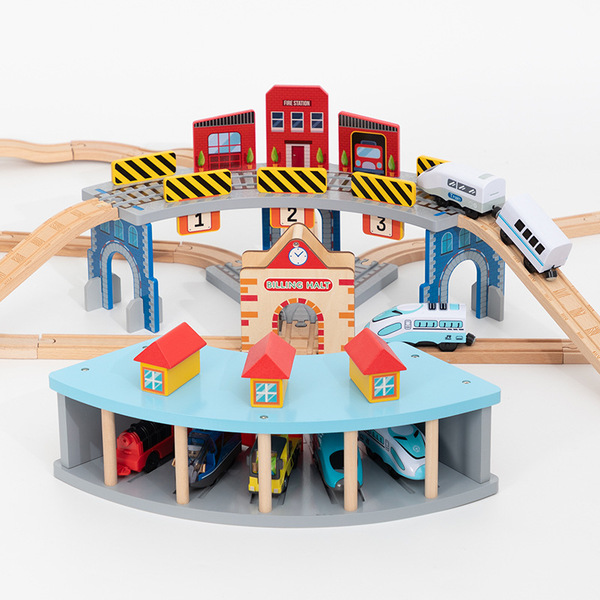 Wooden train railed